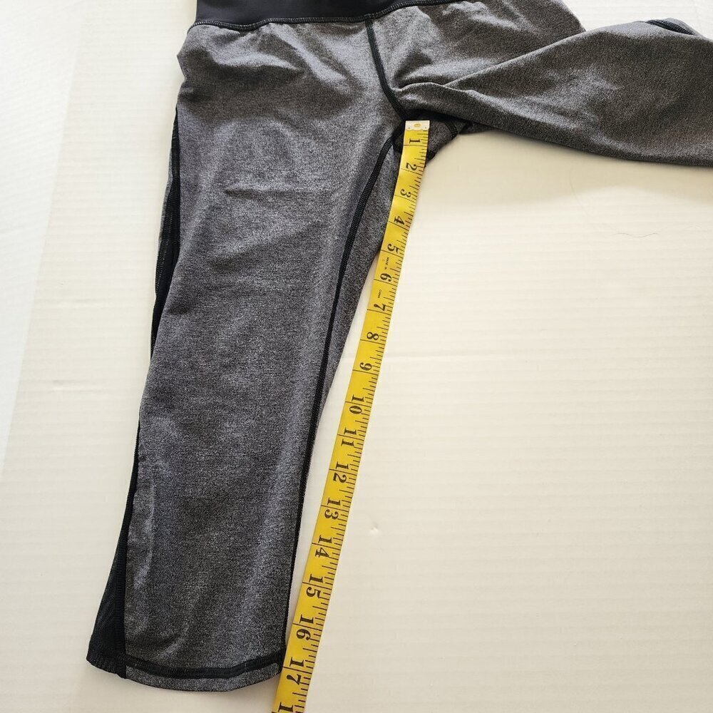 Lululemon size 6 women gray cropped leggings black sheer details - Picture 11 of 13